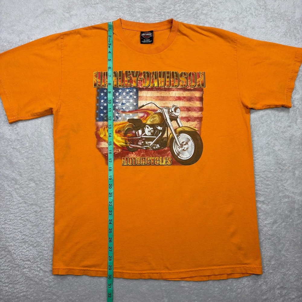 Harley-Davidson Shirt Men XL Orange Vintage 2003 Miami Florida Graphic Biker Tee - Picture 8 of 8